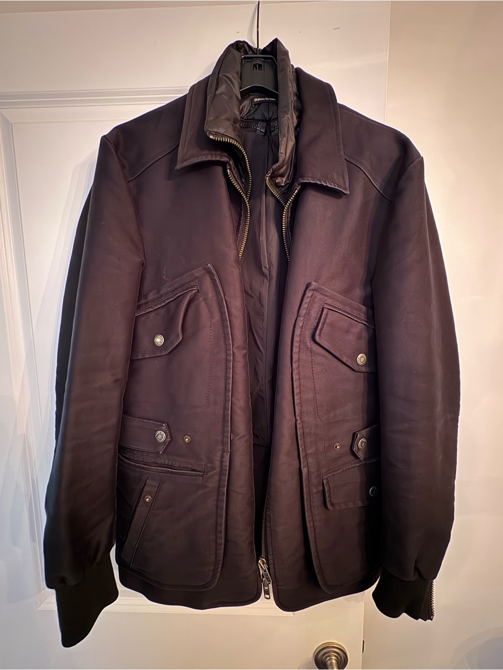 Drykorn Men's Charcoal / Black Field Jacket with Multiple Flap Pockets